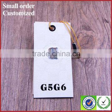 Unique embossed price size string hang tags with metal logo