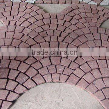 Fan Shape Paving Stone, red porphyry Paving Stone, red porphyry cube stone