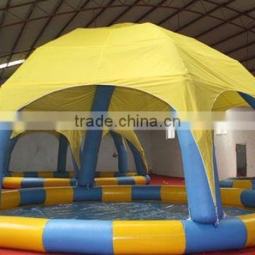 Inflatable pool with tent cover