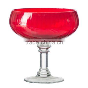 samyo customised hot sale red color bowl and clear stem ice cream glass cup