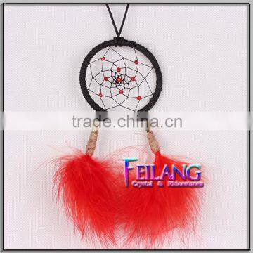 Handmade feathers black car wall hanging dreamcatcher