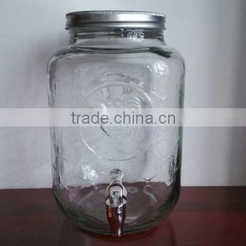 7.5L glass canned juice jar with lid and tap