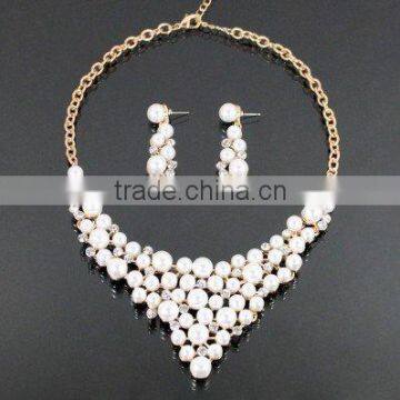 Pearl Bib Fashion Party-Evening Necklace Set