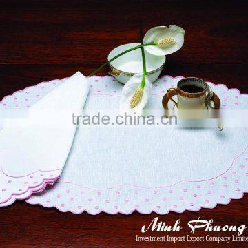 100% Linen Embroidery Napkin/Placemat For Hotel