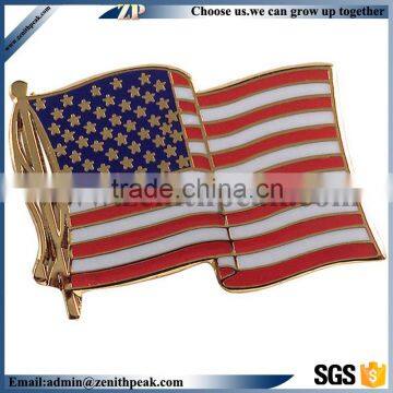 Popular new arrival customized enamel american flag lapel pin with gift box