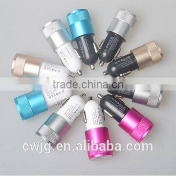Cheap Wholesale Colorful Dual USB Car Charger for Iphone Promotional Customized Mini Universal USB Car Charger 5V 2.1A