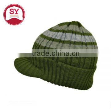 short brim stripe cable Knit visor Beanie hat , winter hats