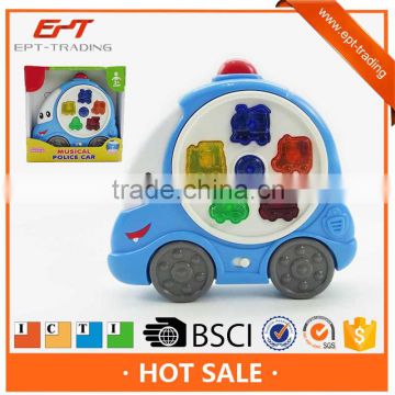 Lovely electric learning toy musical cartoon police car for kids