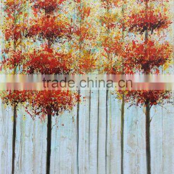 Red Trees Woodland Modren High Quality Landscape Handmade Art Wall Paintings on board Oil Painting