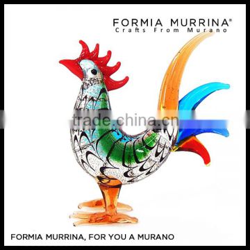 Christmas Gifts 7cm Multicolor Glass Rooster Figruines Wholesale