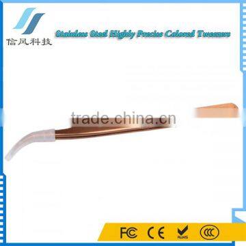 BST-158 Highly Precise Stainless Steel Curved Tweezers Yellow