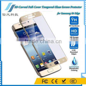 For Samsung S6 Tempered Glass Curved 9H Gold