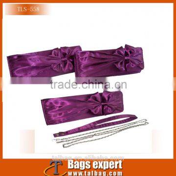 Clutch style velboa make up evening bag with butterfly knot in front