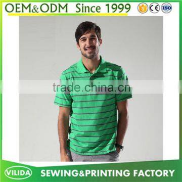 Hot Sale Factory Price Men 180g 100% Cotton Soft Extile Stripe Polo Shirt