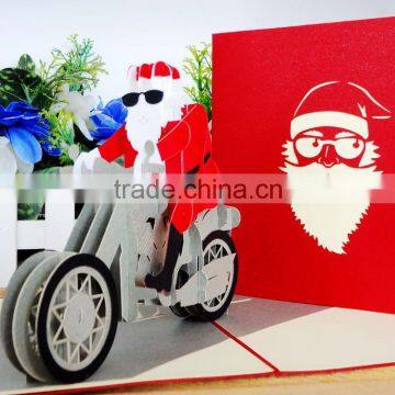 new design santa biker 3d pop up christmas greeting card