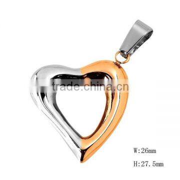 SRP2184 Hollow Heart Necklace Gold and Silver Tone Jewelry Metal Pendant Stainless Steel Pendant