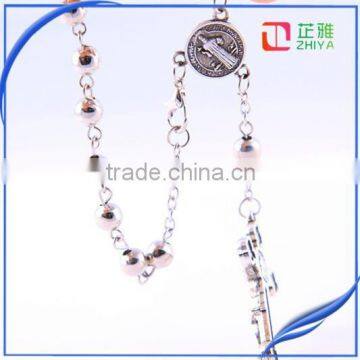 Jerusalem Round Silver Bead Catholic Rosary photo-4