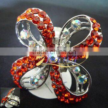 bow stretch rings with colored rhinestone