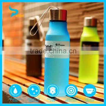 frosted bpa free elegant eco-friendly plastic water drinking bottle with string