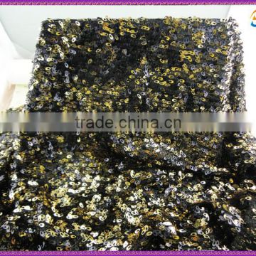 High fashion black oval sequin fabric for dress fabric