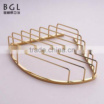 Shinning Styke Wall Mounted Bathroom Accessories Gold Finishing Brass Corner Basket for Bahroom Storage photo-5