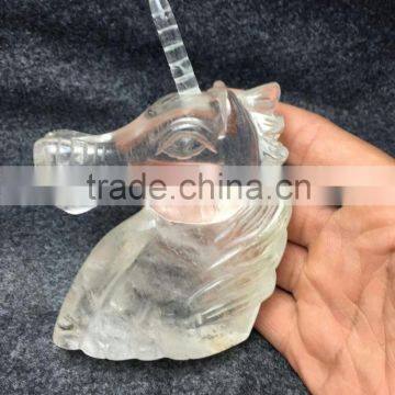 Natural Quartz Clear Crystal Carving Unicorn for Decoration photo-2