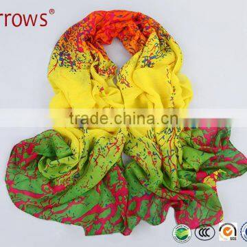 180*80cm Women's Viscose Voile Crinkle Scarf Big Rose Print Wrap Sexy Coral Pattern photo-1