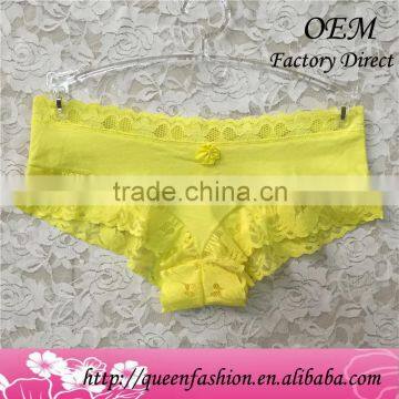 Yellow Lace Women Underwear Lovely boys & girls printing ladies boyshort Flower decorated specially for girls Panty