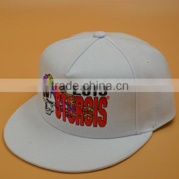 Fashion 5 panel snapback cap/hat white