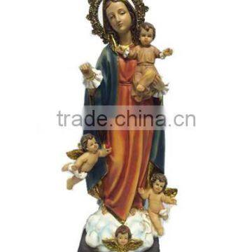 Factory 2016 resin religious virgin mary statue and babies Jesus figurine