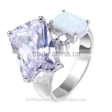 Brass good quality price cheap blue fire opal rings with cz