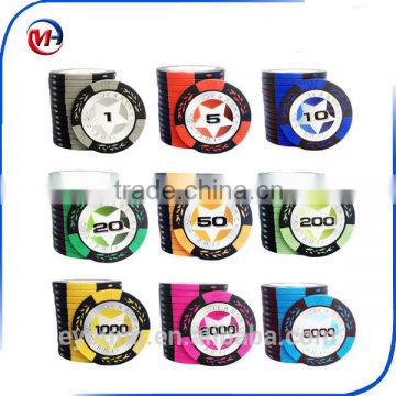 14pcs/set High quality Poker Chips 14g Clay/Iron/ABS Casino Chips Texas Hold'em Poker Wholesale Wheat Crowne Poker Chips