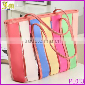 Wholesale Candy Color Ladies Transparent Handbags Free Shipping