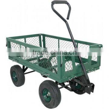 steel Garden Cart Folding Mesh Sides Trolley Farm Wagon Trailer 300kg