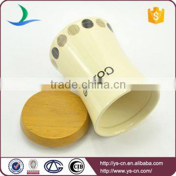 Wholesale Ceramic Modern Dot Decal Storage Jars With Wooden Lid photo-3