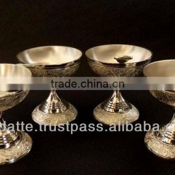 New design silver plated brass metal ice cream 4 bowl gift set