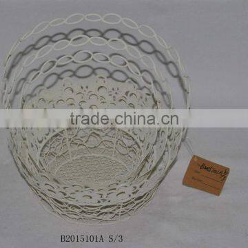 Round Metal Gift Basket With a Handle for Wedding Decoration photo-2