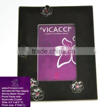 Hot Sale Polyresin Shinny Black And White Photo Frame Made With Swarovski Elements photo-2