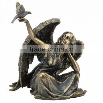 Custom New Design Art Decor Angel With Dove Statue photo-2