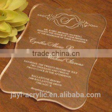 2016 Elegant New Style Clear Luxury Acrylic Laser Cut Wedding Invitation Card, Butterfly Wedding Invitation Card