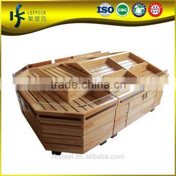 Hot Sale fruit supermarket wood shelves, heavy duty Style shelves, supermarket wood shelves