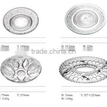 Round Clear Bead Glass Plate Dinner Plate Dessert Plate