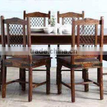 New design brown six sitter wood dining table set