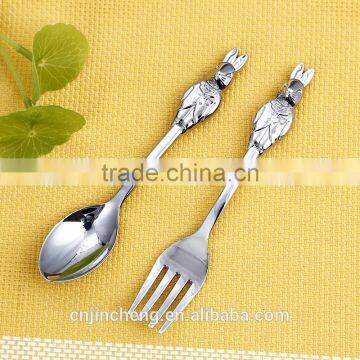 New Design Hot Selling Rabbit Shape Zinc Material Kids Spoon and Fork Cutlery Set photo-4