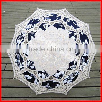 Anji Umbrella Factory 100% Cotton Handmade Wooden Stick Lace Parasol photo-5