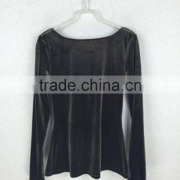 Long Sleeve High Quality Velvet Black Women Clothing Tops for Women 2016 Blouses