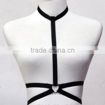 Womens Halter Harness Strappy Body Caged Bra Black