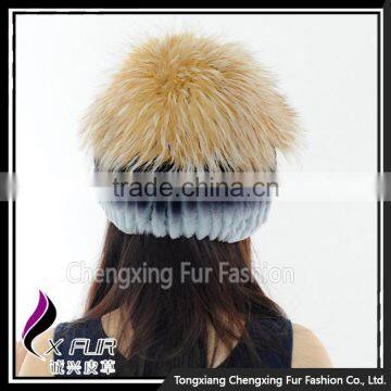 CX-C-244D Fashion Women Winter Custom Rex Rabbit Fur And Silver Fox Fur Hat photo-2