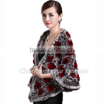 CX-B-69A Floral Rex Rabbit Fur Leisure New Styles Fashion 2016 Stole Scarf Shawl photo-4