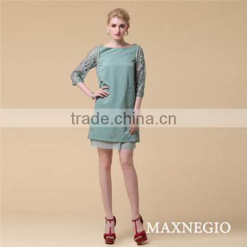 2015 New Causal 100% Cotton Three Quarter Sleeve Latest Casual Gaon Dress photo-6